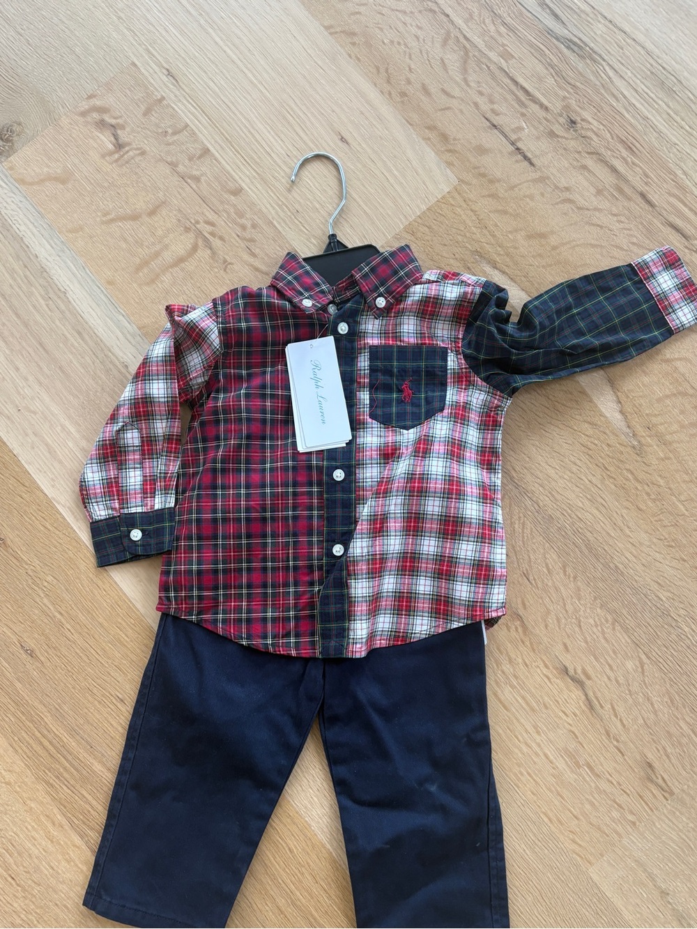 Ralph Lauren Toddler Plaid Button-Down Shirt in Red & Navy